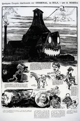 Några skisser från "Germinal", roman av Emile Zola (1804-1902), från "La Caricature", maj 1885.